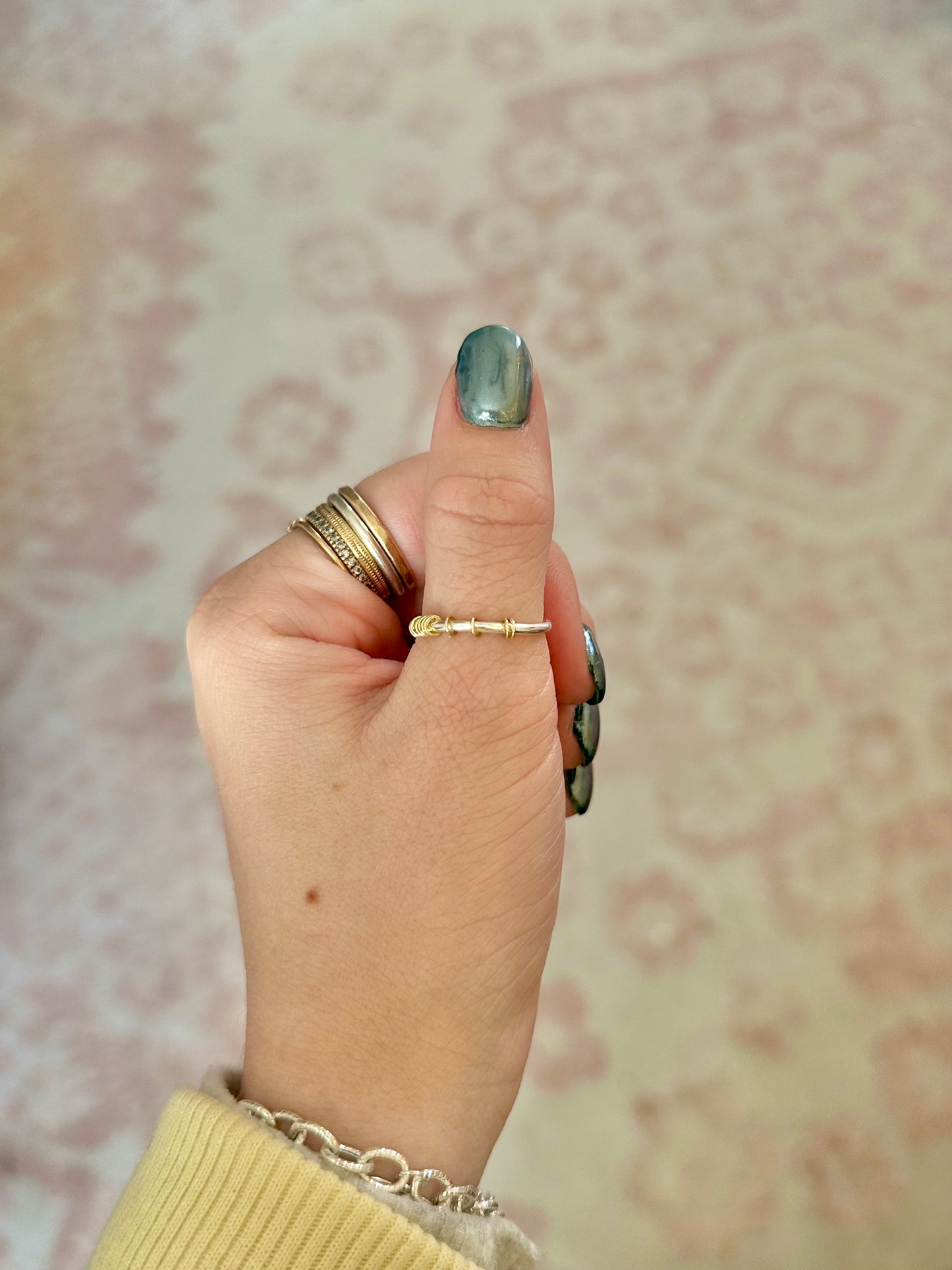 Fidget Ring Fine Silver & 14k Gold