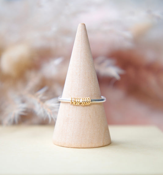 Fidget Ring Fine Silver & 14k Gold